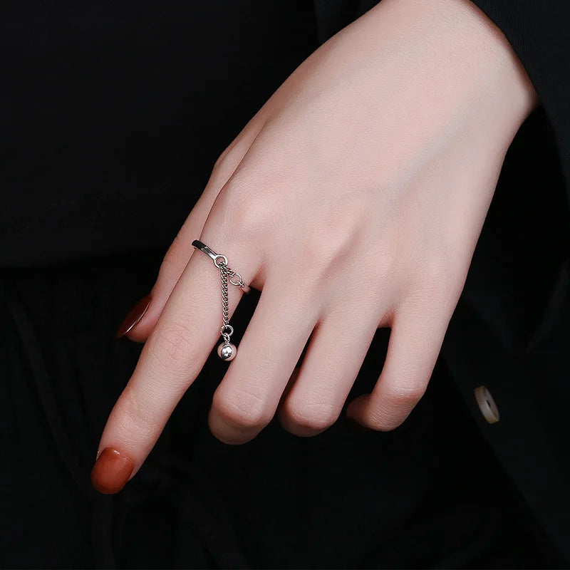 Adjustable simple fashion chain tassel ring